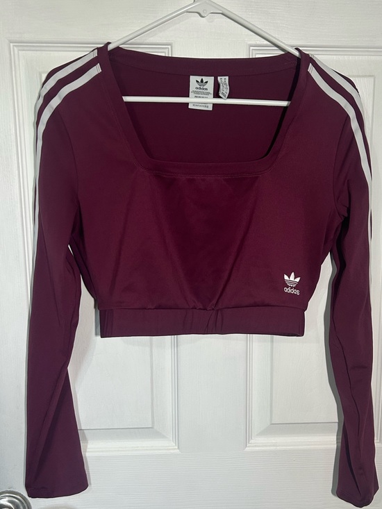 adidas Tops - Adidas Originals Adicolor Classics long-sleeve crop burgundy square neck Medium